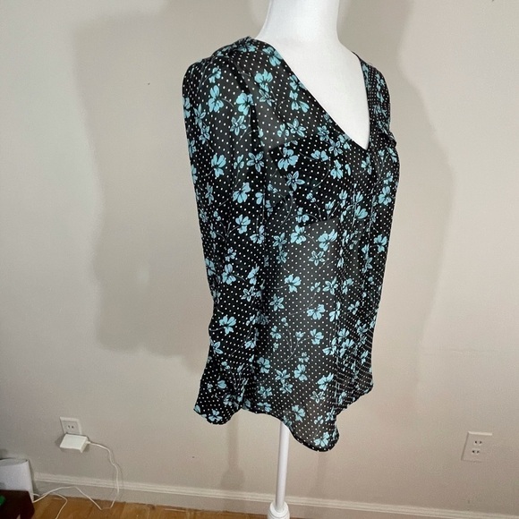 Candies sz sm silky top black with green print - Picture 5 of 9
